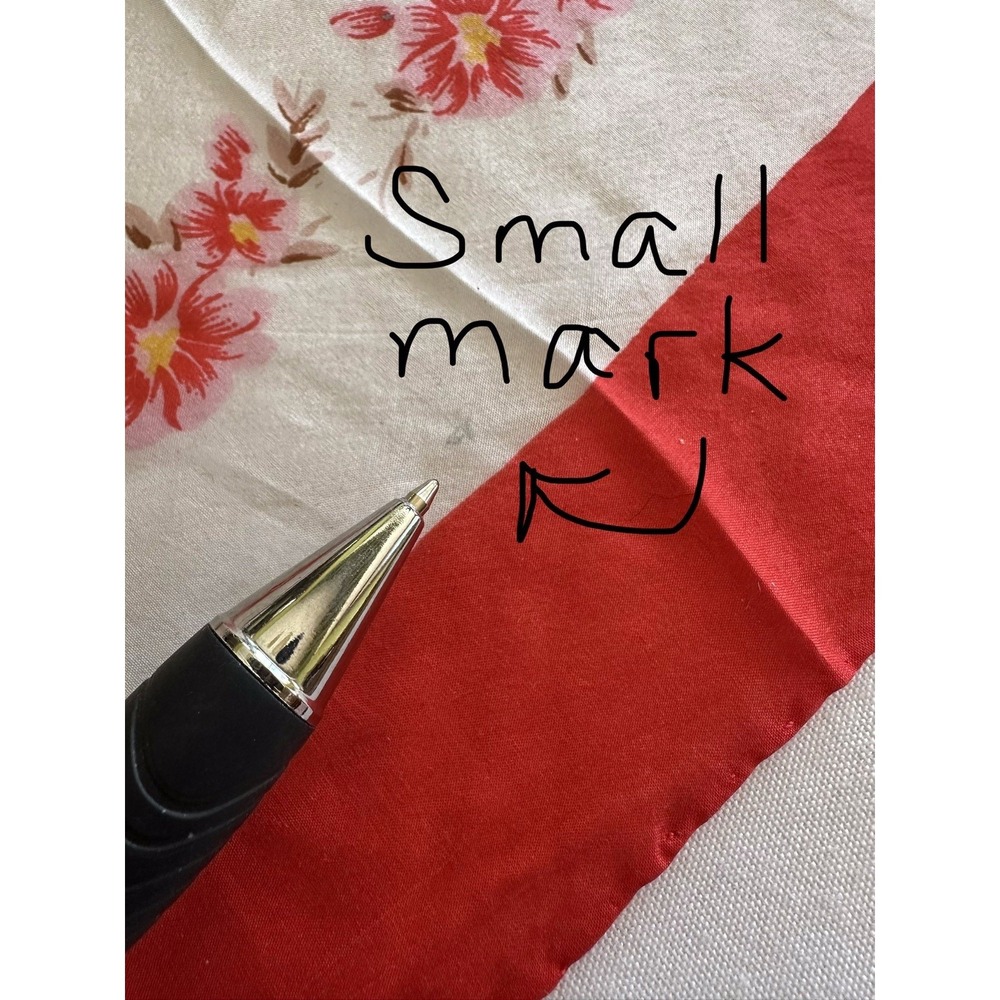 Vtg Silk Scarf Hand Rolled Hem Hand Printed Floral China‎ 27.5x30 Double Peach - Picture 9 of 16